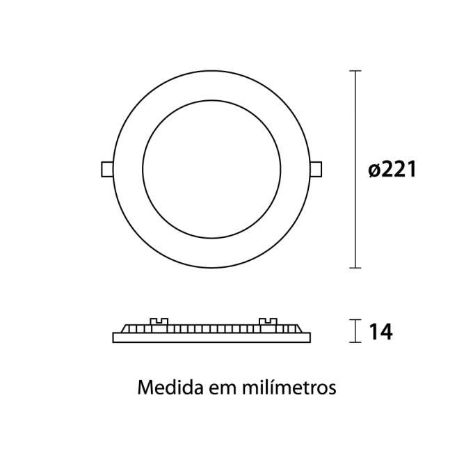 Painel Embutido Blumenau Redondo Tech Borda Preta 18 watts 6500K Ø220x15mm 80346001