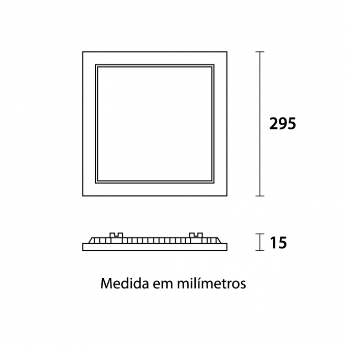 Painel Embutir Blumenau Quadrado Tech Borda Preta 24 watts 6500K 292x292x15mm 80466001