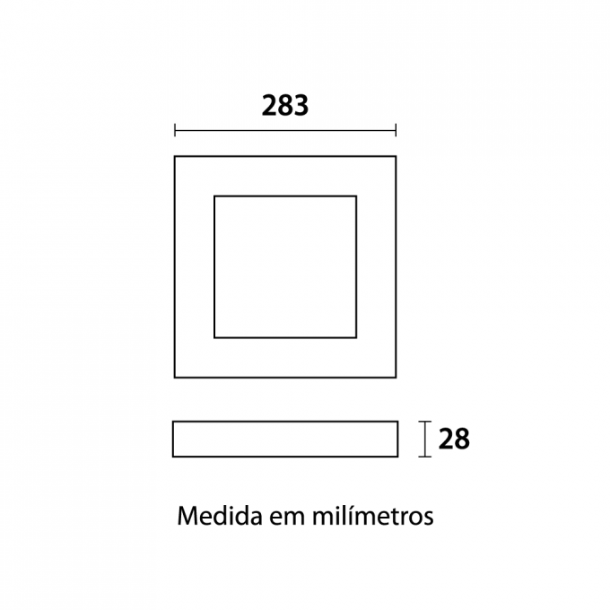 Painel Sobrepor Blumenau Quadrado Tech Borda Preta 24 watts 4100K 283x283x24mm 80854101