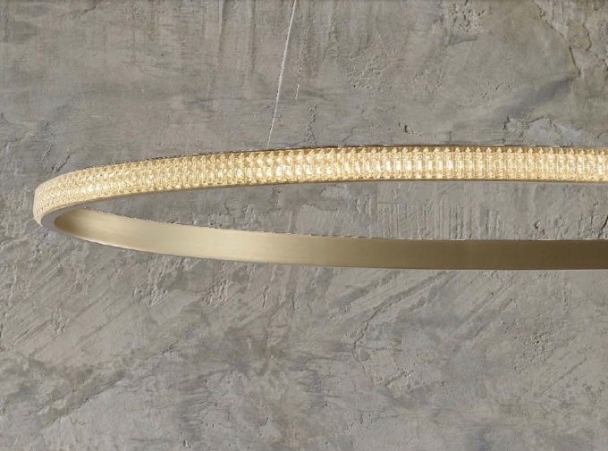 Pendente Casual Light Studioluce Anello Oval Dourado 28 watts 3000K 880X110mm PD1443