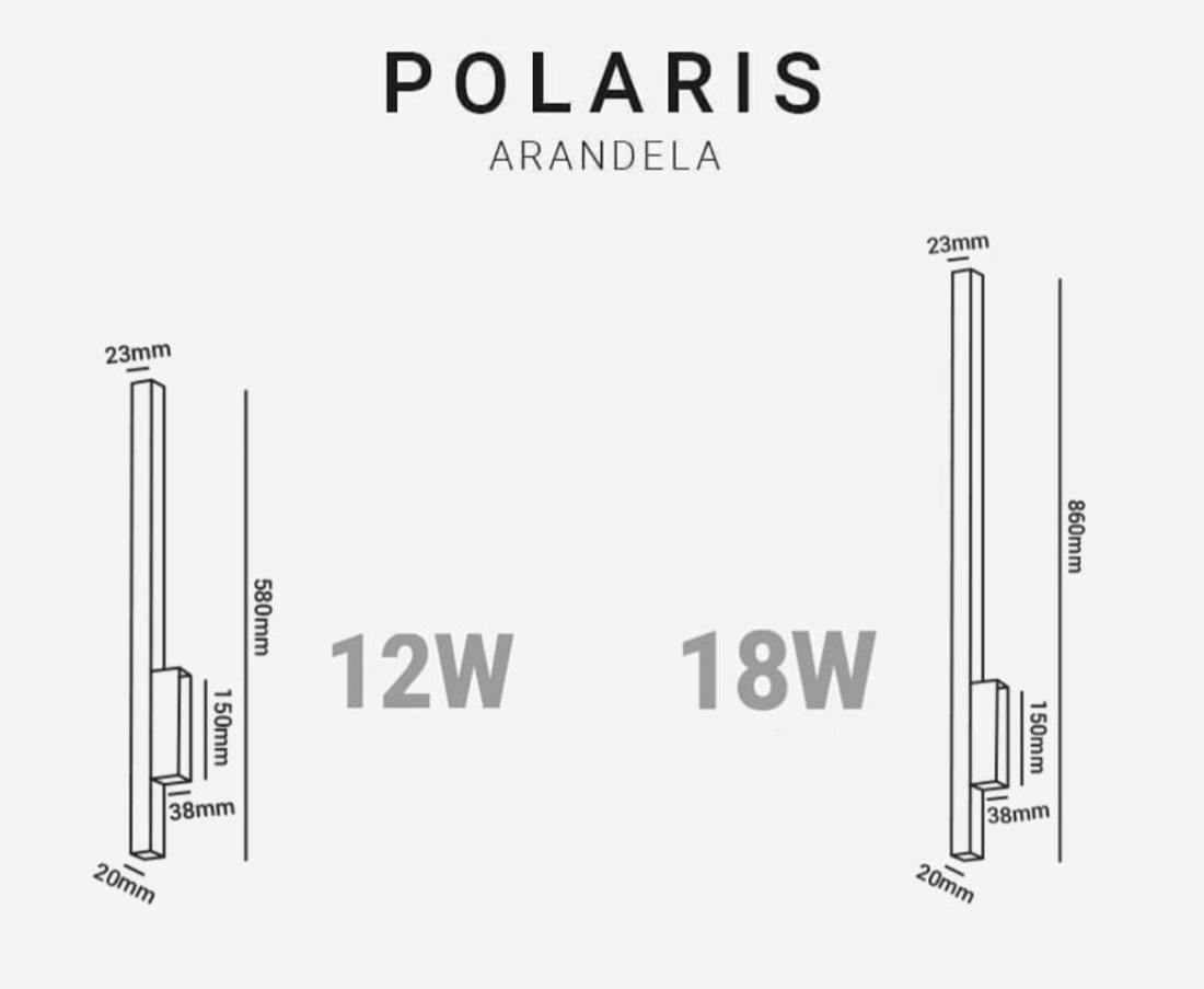 Arandela Opus LED Polaris 18 Watts 3000K 860mm Preto OPS 80679