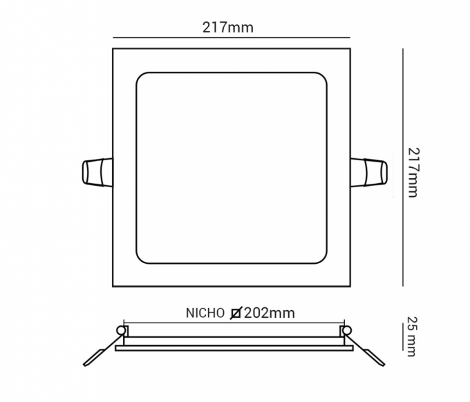 Painel Embutir Opus LED 18 watts 3000K 220x220mm OPS 32511
