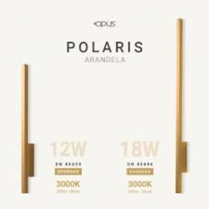 Arandela Opus LED Polaris 12 Watts 3000K 580mm Dourado OPS 80655