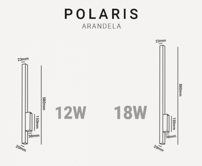Arandela Opus LED Polaris 18 Watts 3000K 860mm Branco OPS 80662