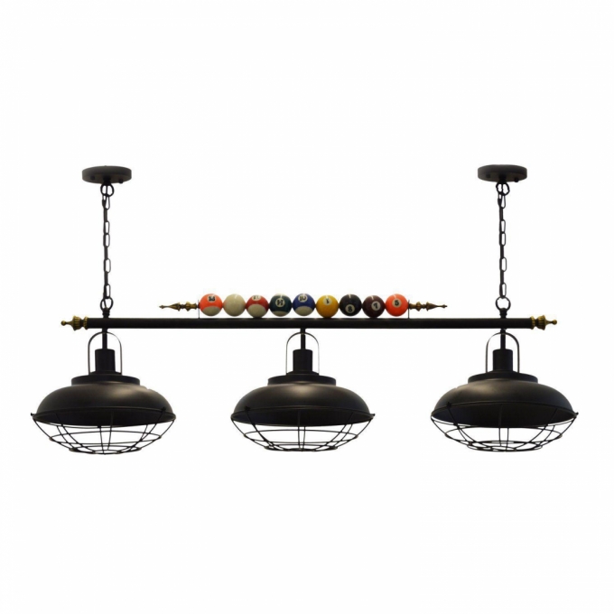 Pendente LUZ DE CASA Bilhar e Sinuca 3L E27 1200mm Preto