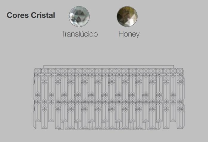 Plafon DNA Lustres Crow Inox e Cristais Transparentes 13L G9 500x500mm IN-QU50-PLACAS