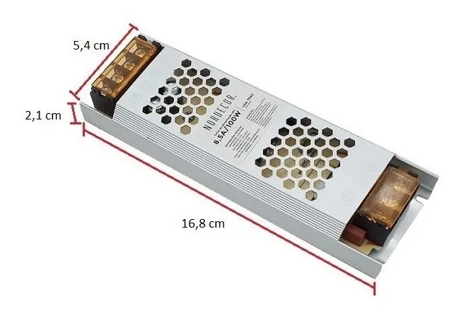 Fonte 12V Nordecor 8,5A 100 watts IP20 Bivolt 175x55x23mm 7042