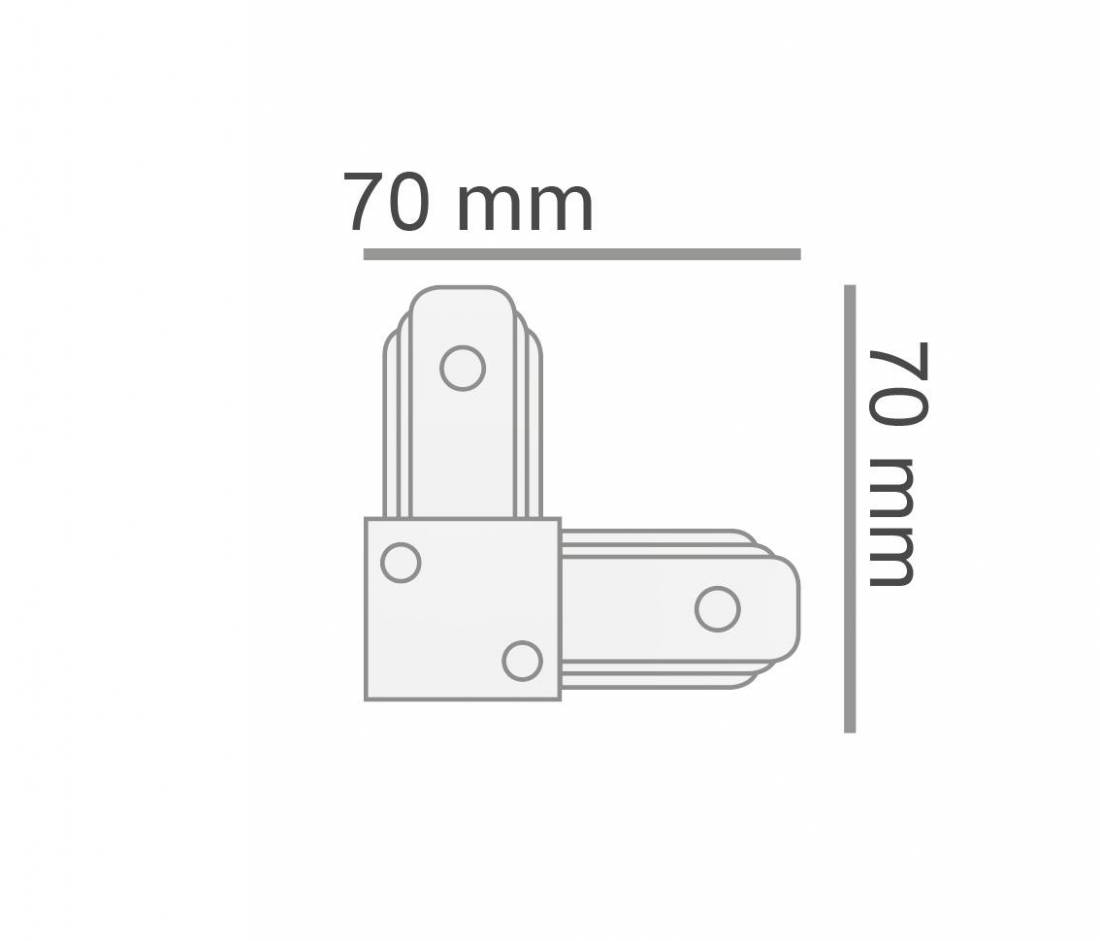 Conector L Opus Preto para Trilho Sobrepor 70x70x15mm OPS 35437