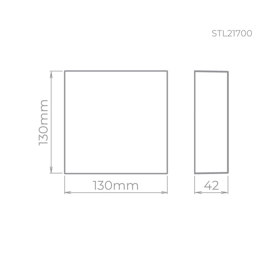 Arandela Stella Ice Quadrada 7,5 Watts 3000K IP65 130x130x42mm STL21700BR/30