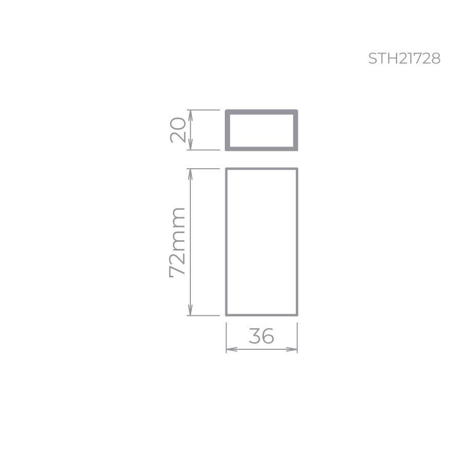 Balizador Sobrepor Stella Wall Micro 2,5 Watts 3000K IP65 Facho Aberto Preto 72x36x20mm STH21728PTO/30