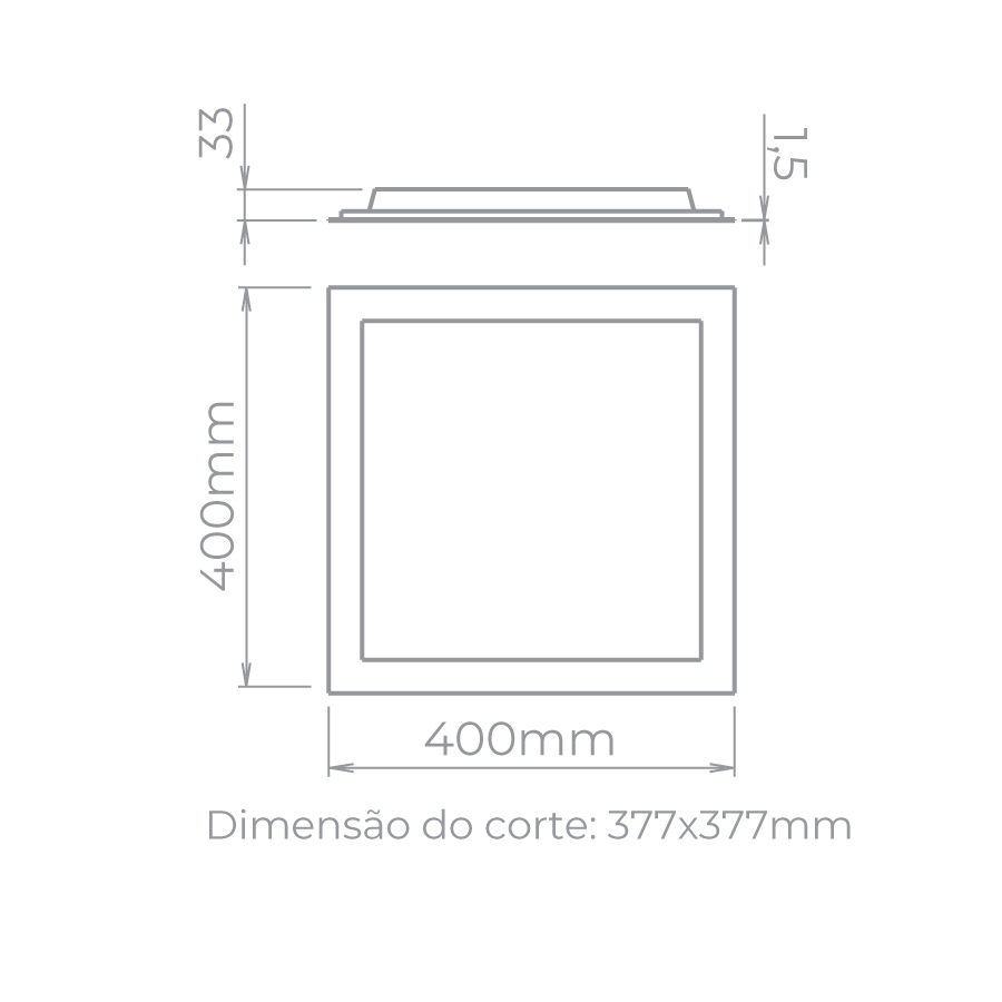 Painel Embutido Stella EVO Blacklight IRC90 30 Watts 3000K Branco 400x400mm STH20957/30