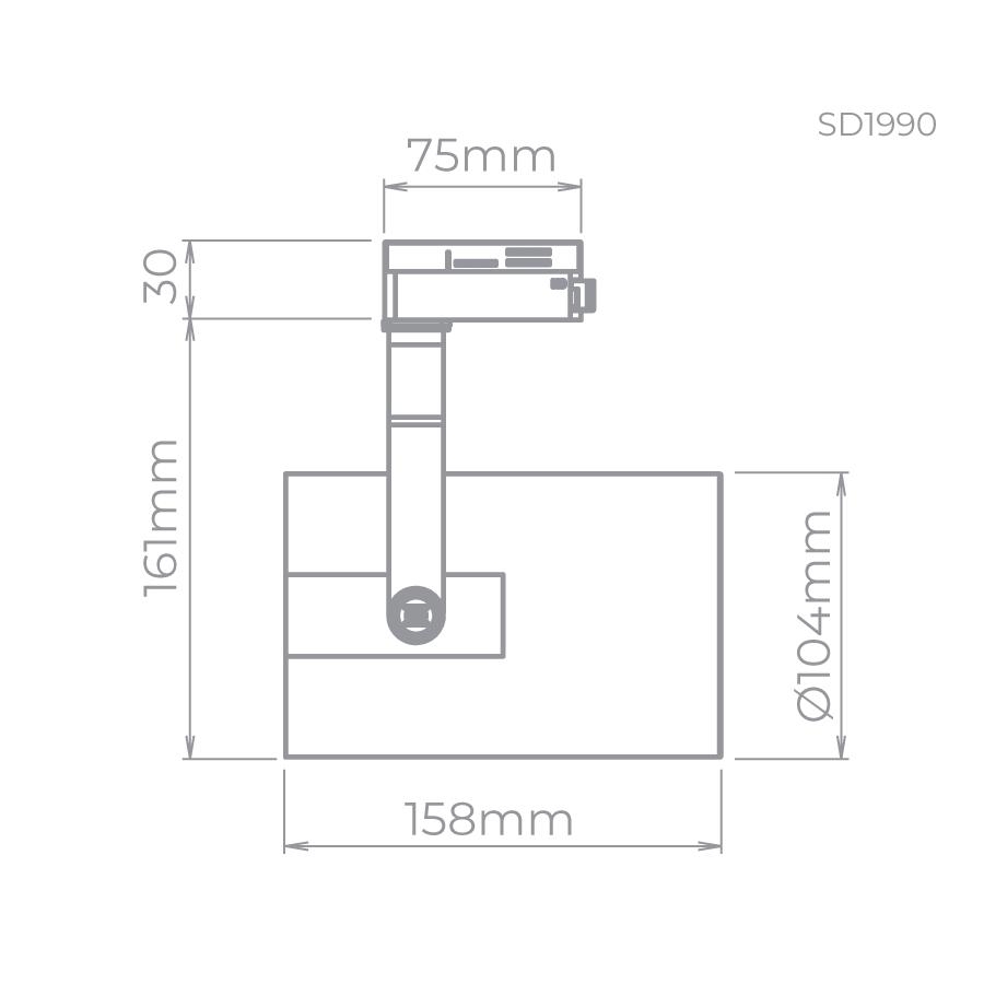 Spot para Trilho Stella Flow PAR30 CDMR LED E27 Ø104x161 Preto SD1990PTO