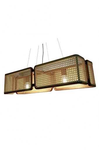 Pendente Nova Home Madeira Jequitibá e Cúpula de Palha 2L E27 1000x340mm 3095