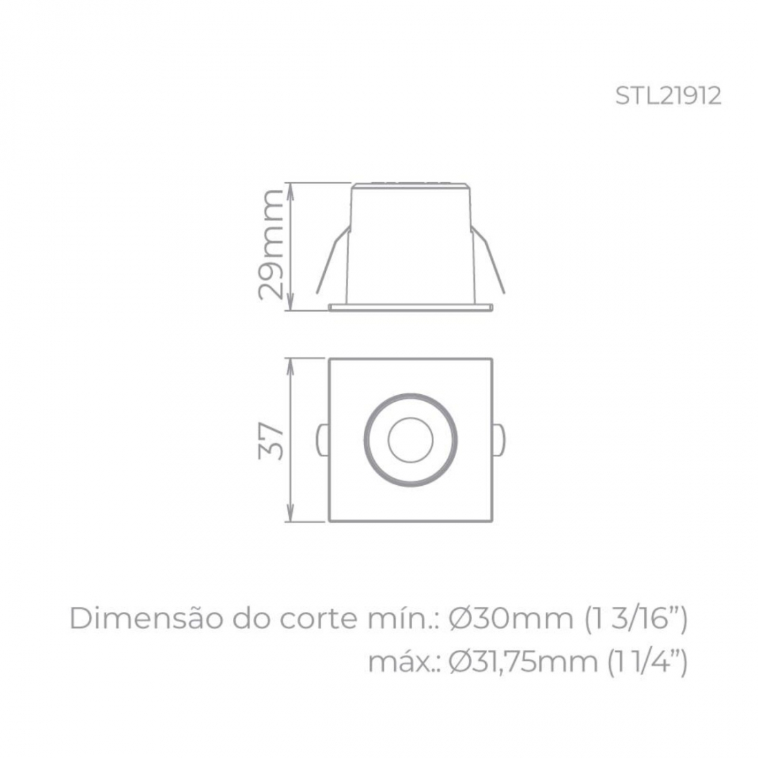 Spot de Embutir para Móveis Stella Mini Móbili 1,5 Watts 2700K 37x37x29mm Preto STL21912PTO/27