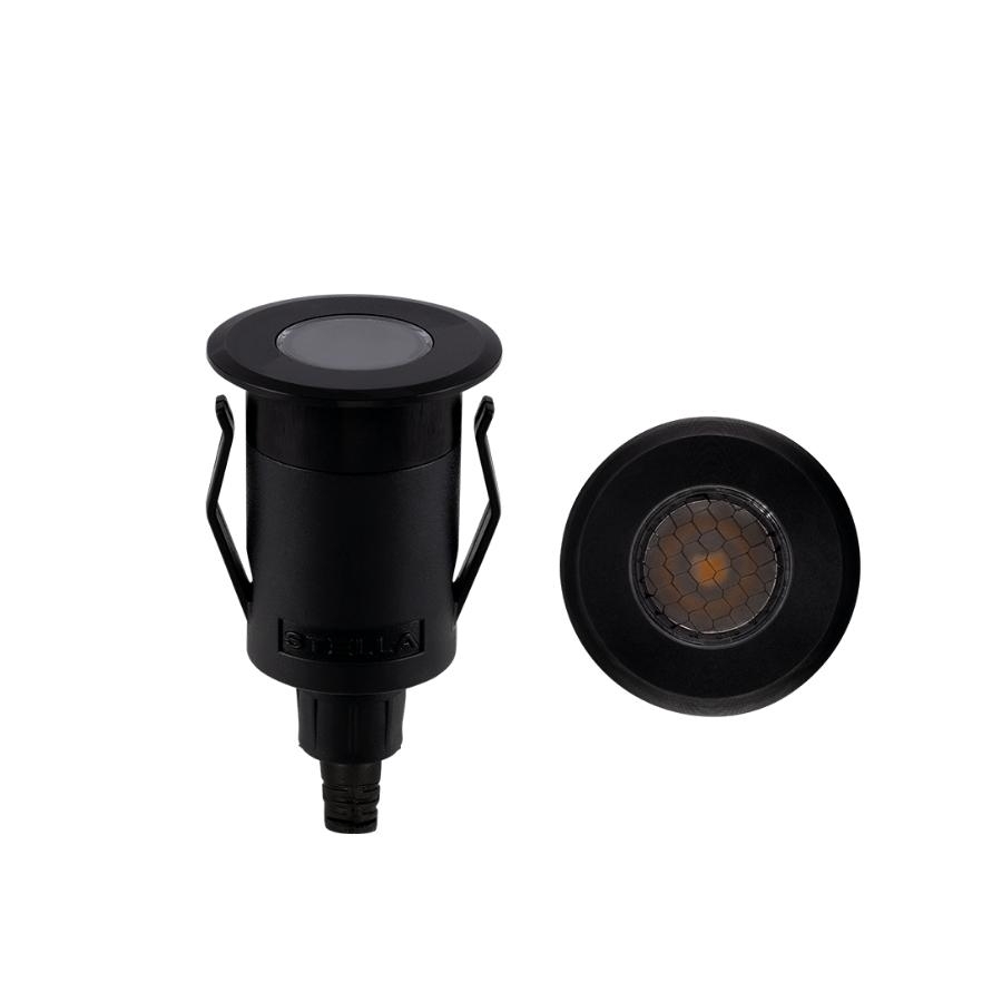 Balizador Solo Stella Way UP Recuado 1 Watt 3000K IP67 Bivolt Grade Antiofuscante Ø41x73mm Preto STL21712PTO/30