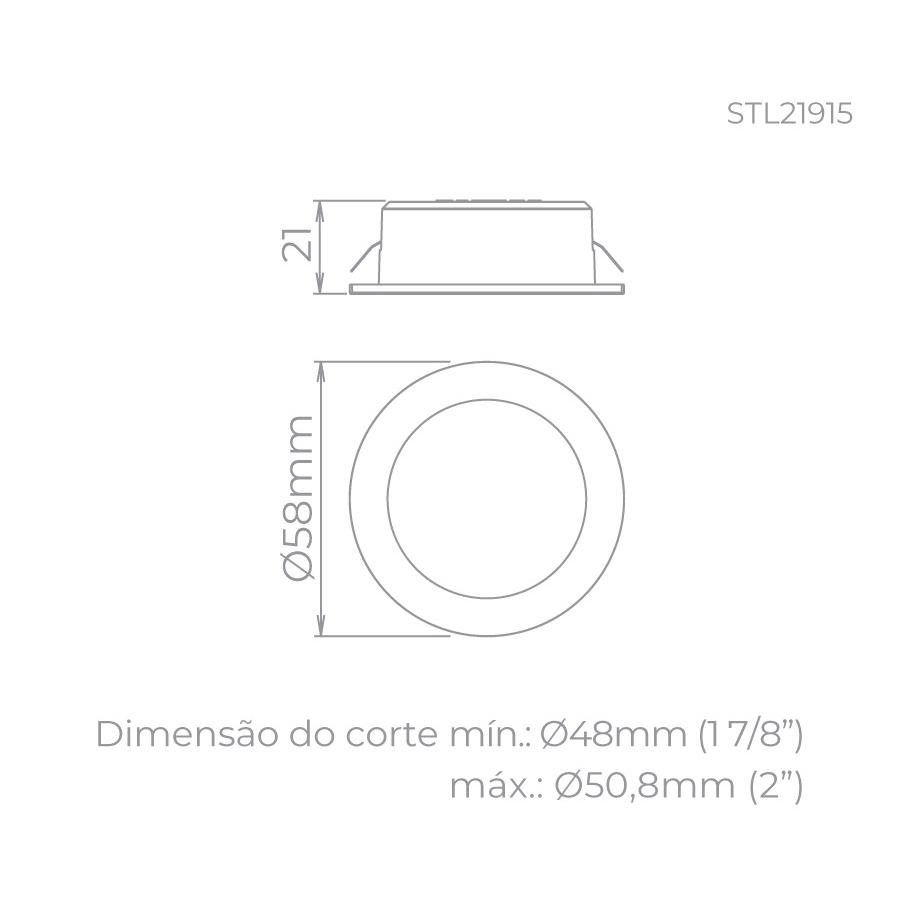 Spot de Embutir para Móveis Stella Móbili 2,5 Watts 3000K Ø58x21mm Branco STL21915BR/30