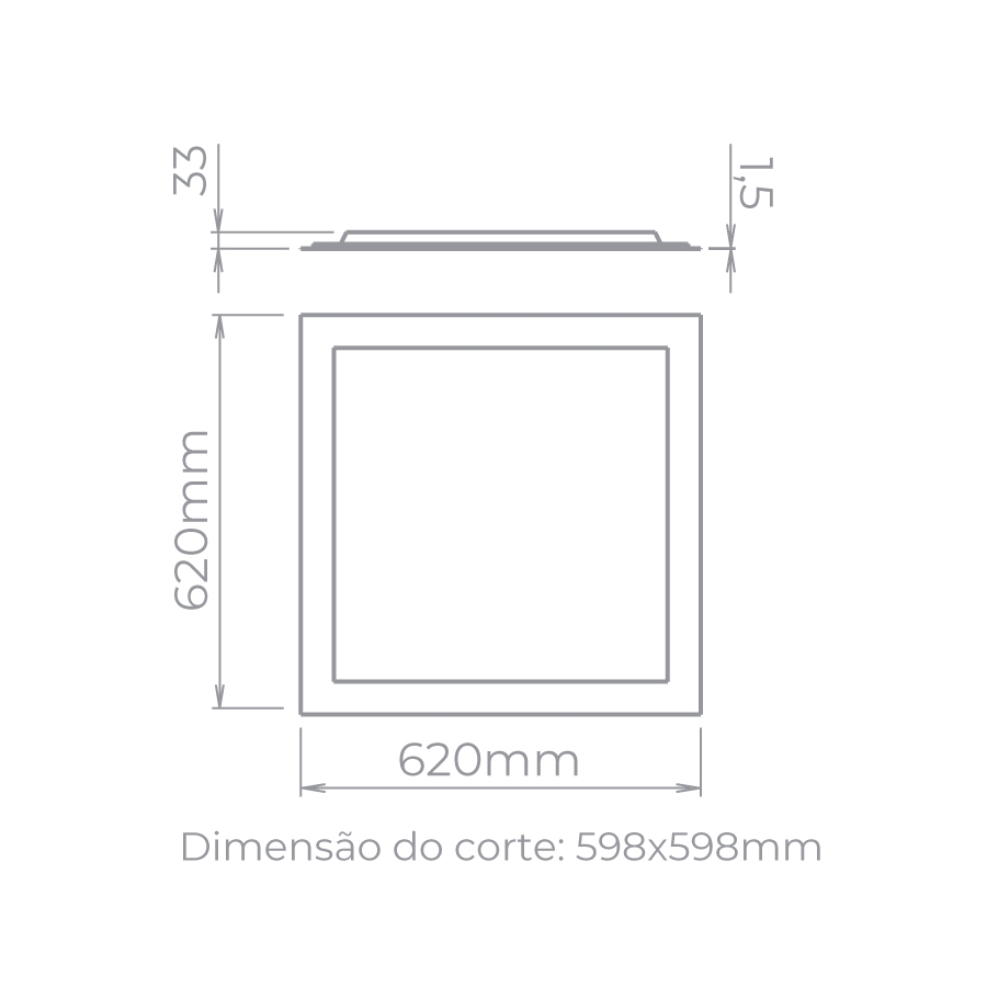 Painel Embutido Stella EVO Blacklight IRC90 40 Watts 3000K Branco 620x620mm STH20958/30