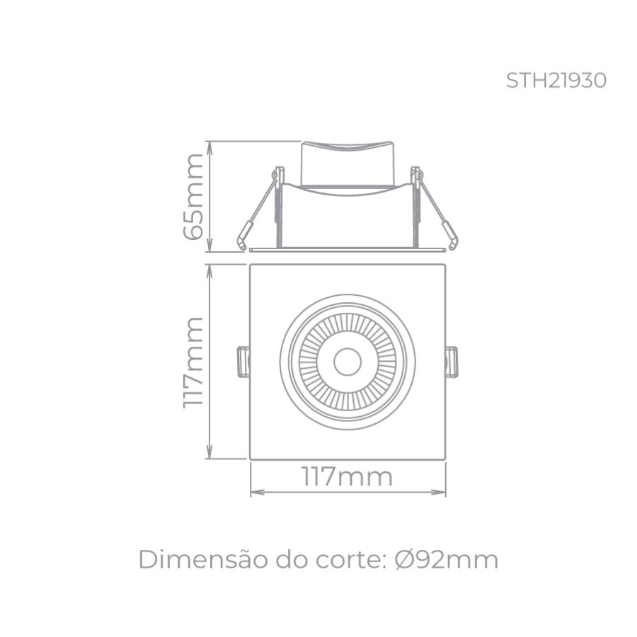 Spot Embutir Stella Easy PAR20 EVO Recuado 7 Watts 3000K 117x117mm Preto STH21930PTO/30
 