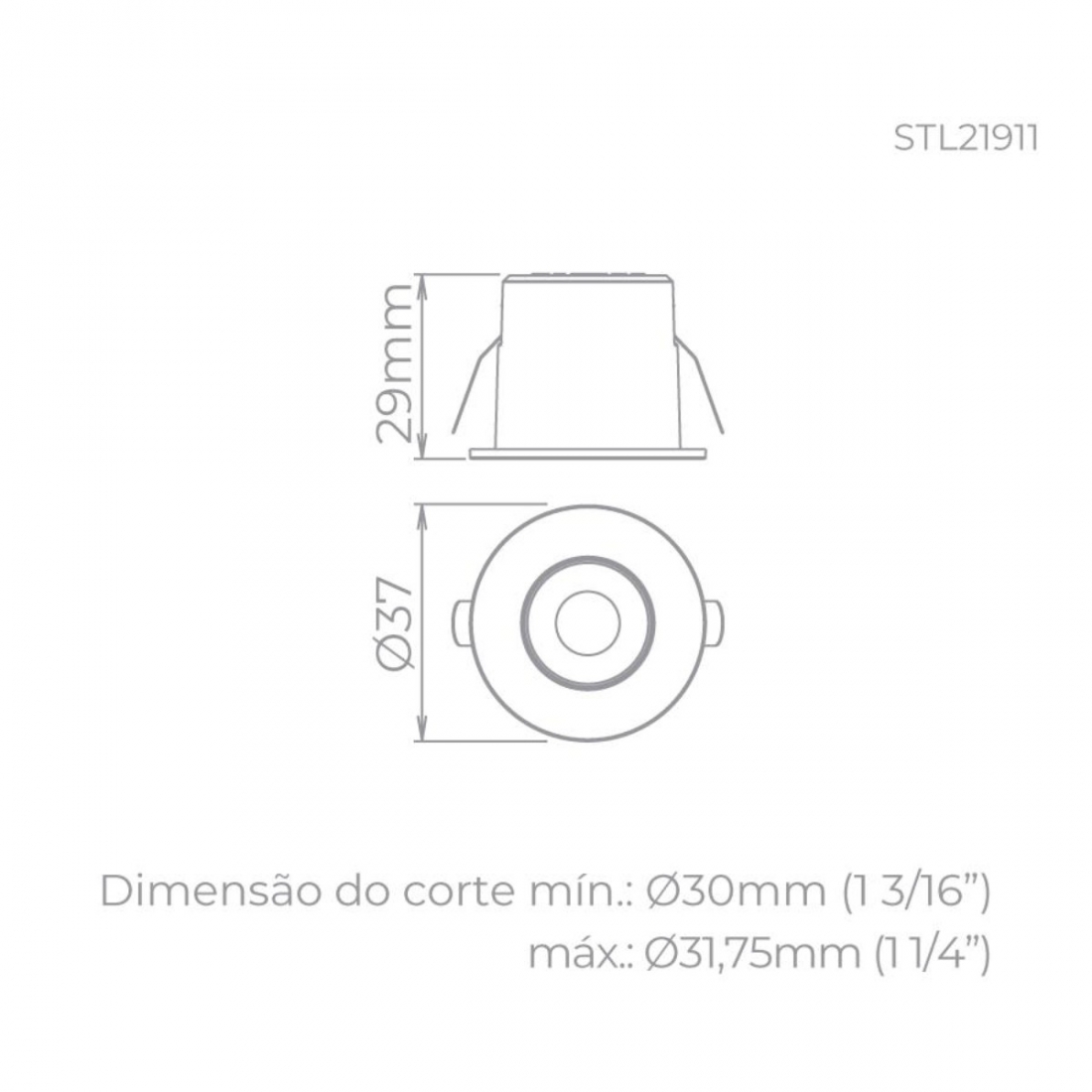 Spot de Embutir para Móveis Stella Mini Móbili 1,5 Watts 3000K Ø37x29mm Preto STL21911PTO/30