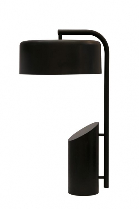 Luminária de Mesa Nova Home Posh Madeira Ebanizada Preta e Alumínio 1L G9 600mm 1105