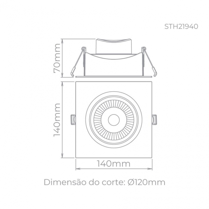 Spot Embutir Stella Easy PAR30 EVO Recuado 12 Watts 3000K 140x140mm Preto STH21940PTO/30
 