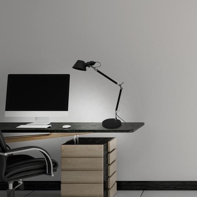 Luminária de Mesa Casual Light Studioluce Drain Office Preto 1L E27 633mm LM1603PT