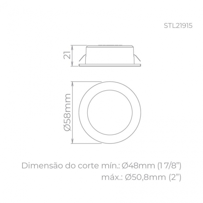 Spot de Embutir para Móveis Stella Móbili 2,5 Watts 3000K Ø58x21mm Preto STL21915PTO/30