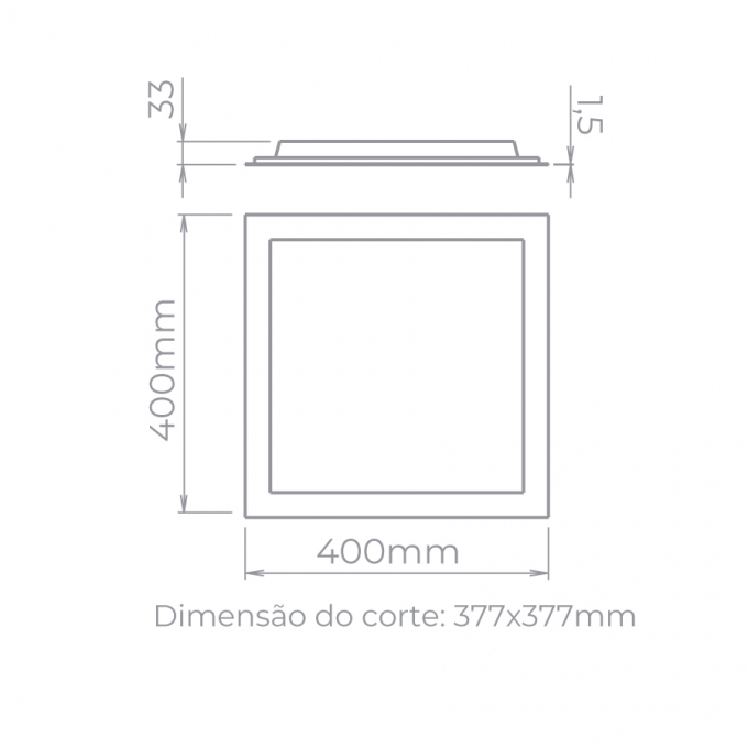 Painel Embutido Stella EVO Blacklight IRC90 30 Watts 3000K Branco 400x400mm STH20957/30