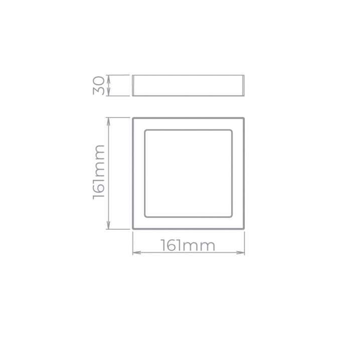 Plafon Sobrepor Stella 12 Watts 3000K 120° 161x161mm STH21962Q/30