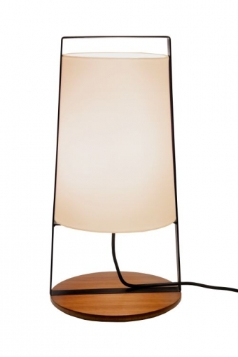 Luminária de Mesa Nova Home Mini Kimura Aço e Madeira Cúpula de Linho 1L E27 500mm 1030