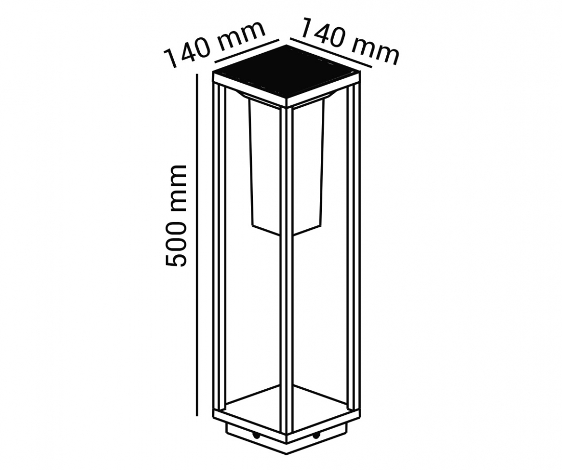 Poste Solar Opus Bamboo 2 watts 3000K Preto 140x140x500mm OPS 36649