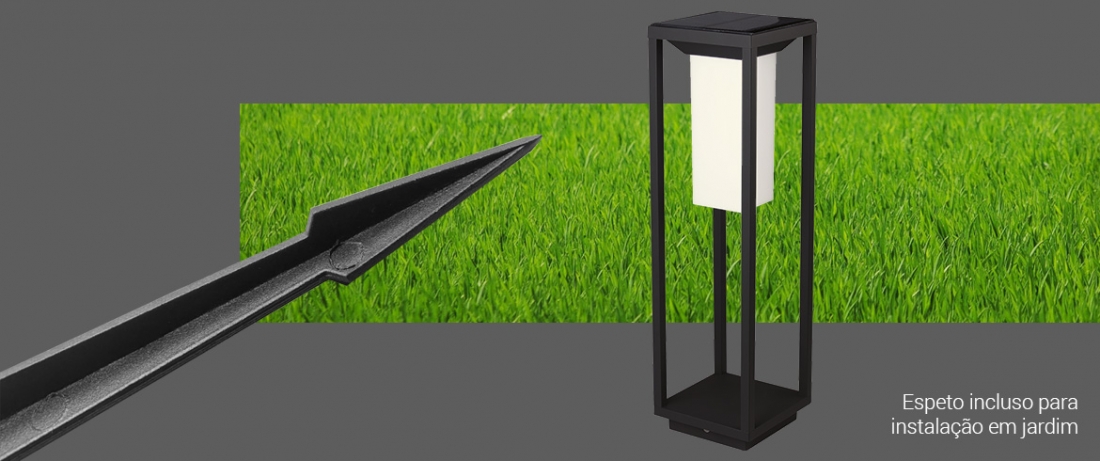 Poste Solar Opus Bamboo 2 watts 3000K Preto 140x140x500mm OPS 36649