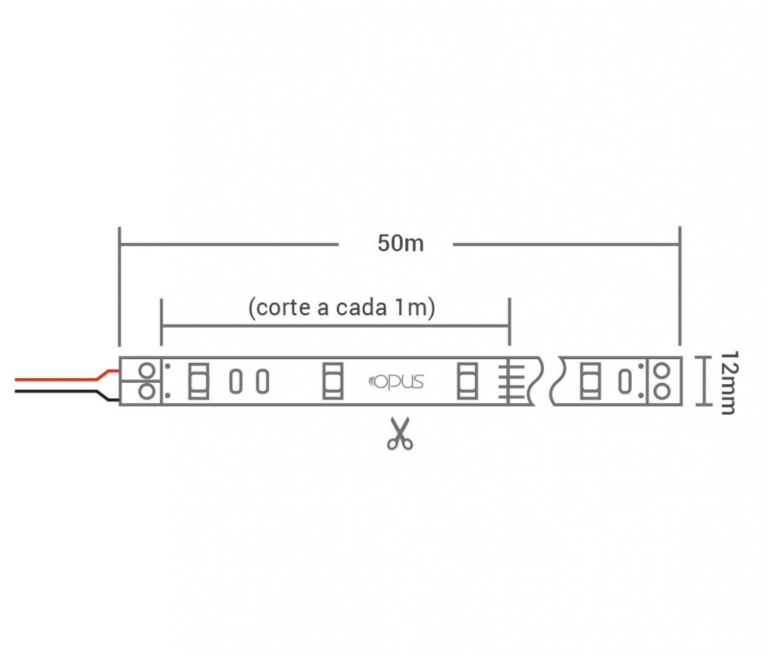 Fita de LED Opus 8 watts/m 4000K 220V IP65 12mm (Rolo 100 metros) OPS 81669