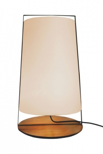 Luminária de Mesa Nova Home Kimura Aço e Madeira Cúpula de Linho 1L E27 900mm 1029