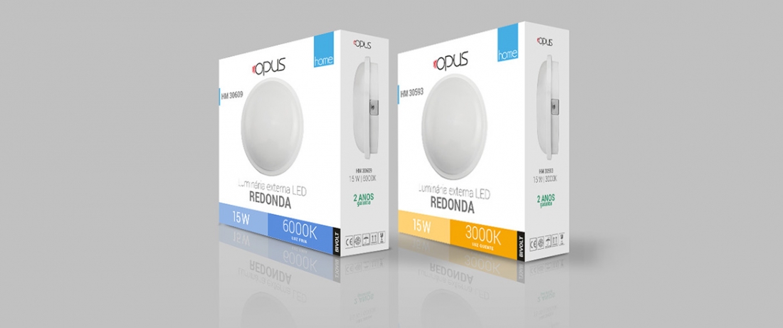 Arandela Opus LED Tartaruga Atalaia 15 Watts IP65 6500K Branco Ø167mm OPS 35352