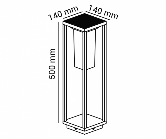 Poste Solar Opus Bamboo 2 watts 3000K Preto 140x140x500mm OPS 36649