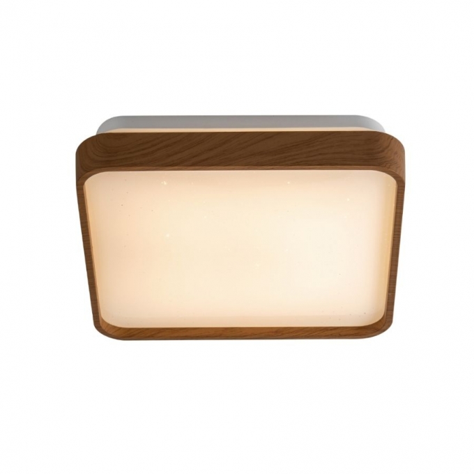 Plafon Opus LED Timber Amadeirado 12 watts 3000K Bivolt Difusor Leitoso 280x280mm OPS 39589