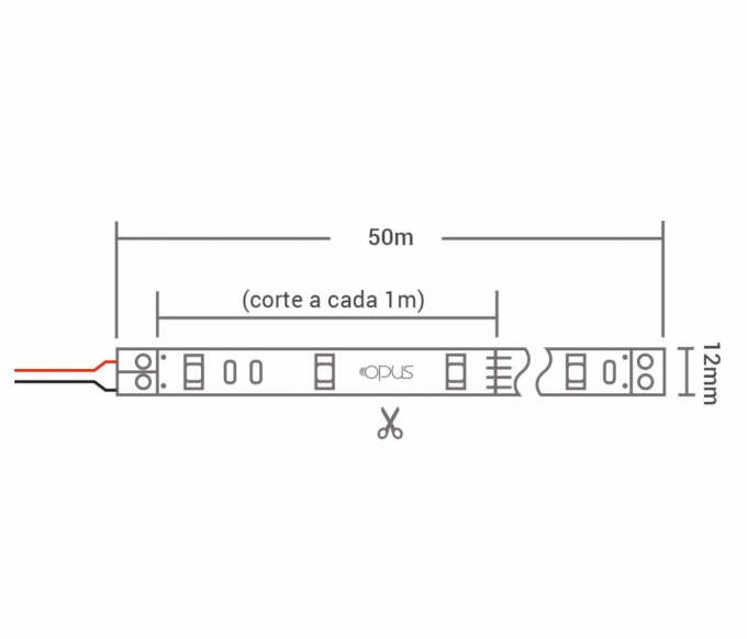 Fita de LED Opus 8 watts/m 4000K 220V IP65 12mm (Rolo 100 metros) OPS 81669