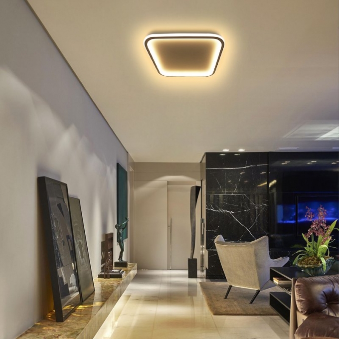 Plafon Opus LED Telaio 32 watts 3000K Bivolt 400x400mm Branco e Preto OPS 80914