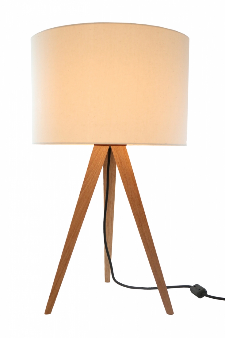 Luminária de Mesa Nova Home Balance Madeira Jequitibá e Cúpula Linho 1L E27 600mm 1050