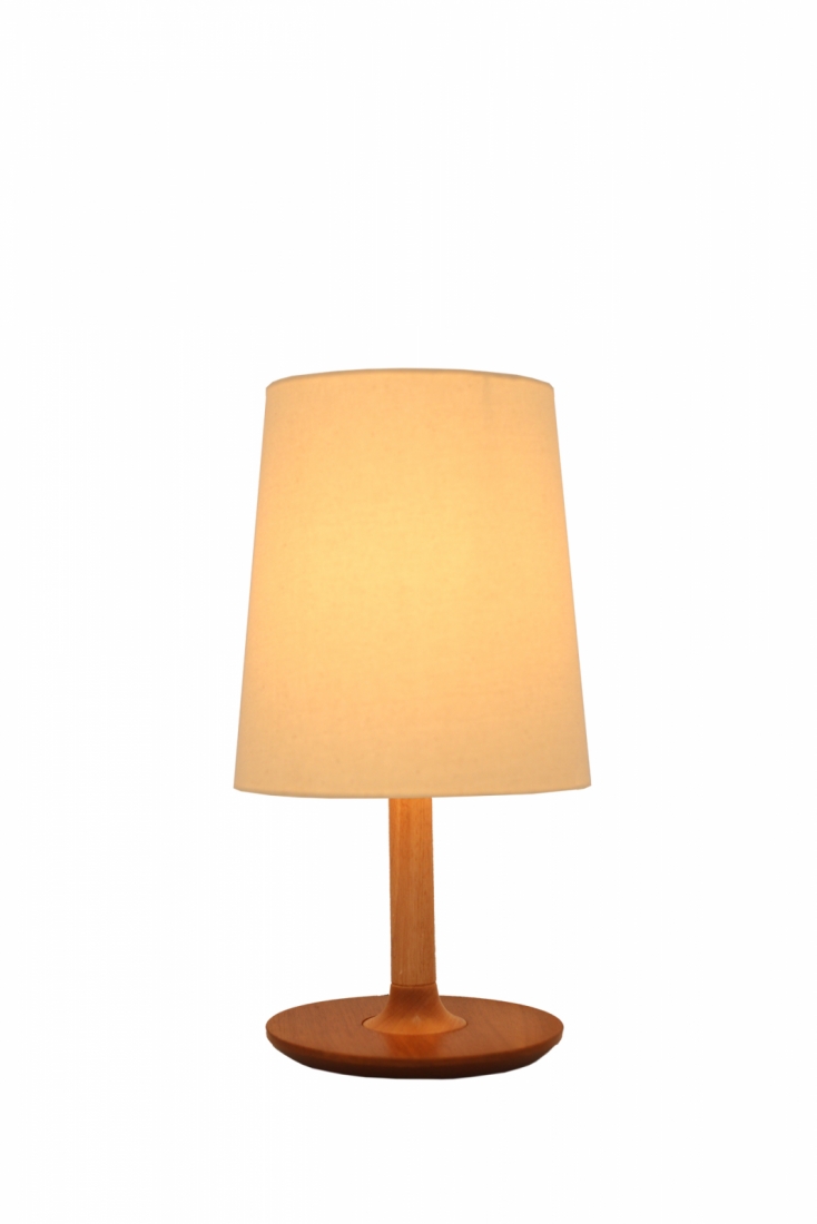 Luminária de Mesa Nova Home Classic P Madeira Jequitibá e Cúpula Linho 1L E27 400mm 1068