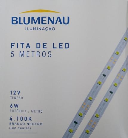 Fita de Led 6 watts/mt 12V 4000K IP20 (Rolo 5 metros) Blumenau 40024000
