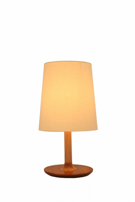 Luminária de Mesa Nova Home Classic P Madeira Jequitibá e Cúpula Linho 1L E27 400mm 1068