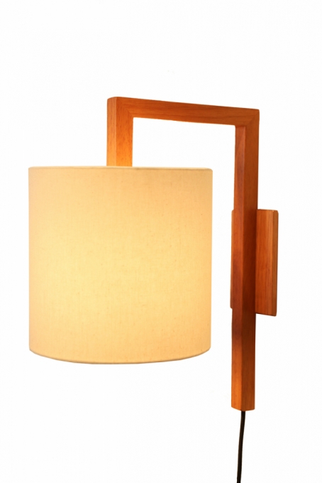 Arandela Nova Home Helms Madeira e Cúpula Linho Off White 1L E27 380mm 4040