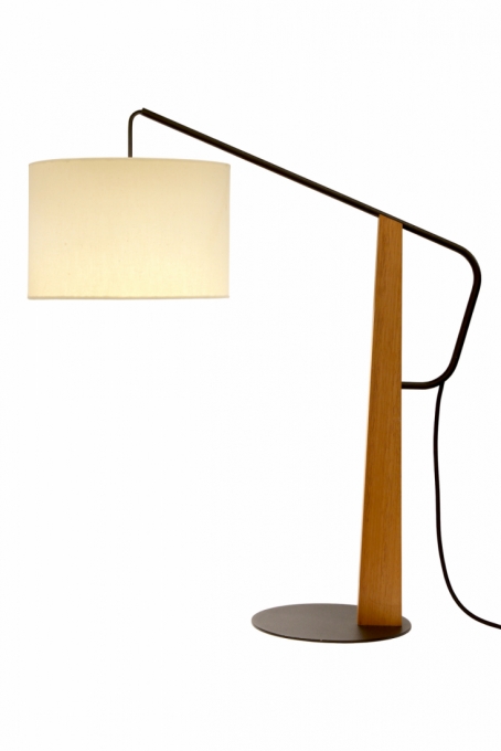 Luminária de Mesa Nova Home Troy Madeira Aço e Cúpula Off Whit 1L E27 640mm 1110