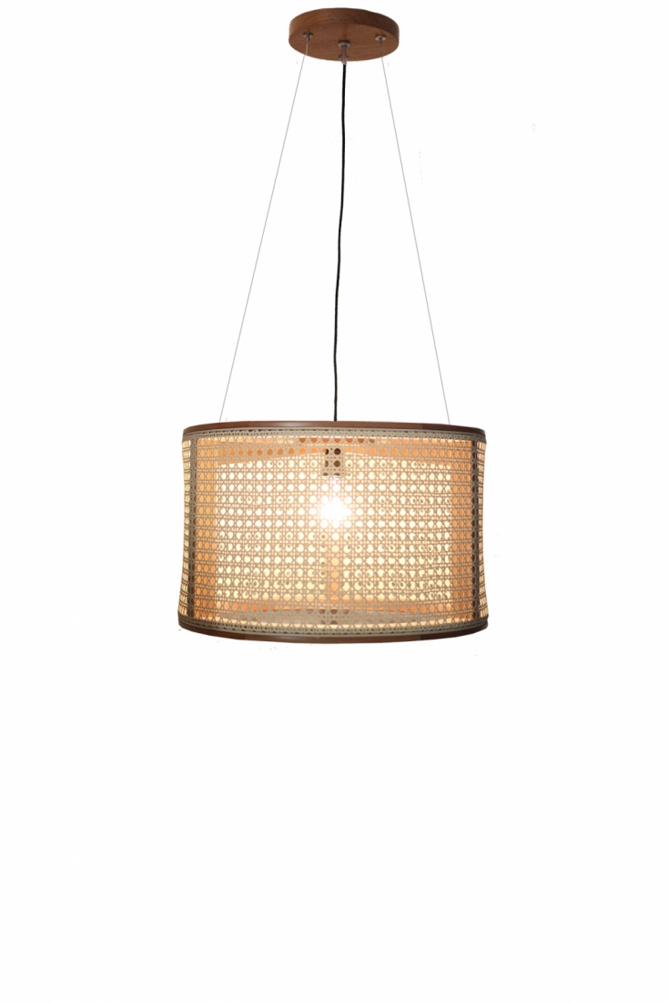 Pendente Nova Home Zen Madeira Jequitibá e Cúpula Palha 1L E27 Ø480mm 3082
