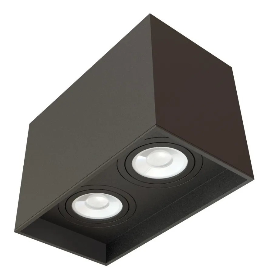 Spot Sobrepor Duplo Preto Box Moon 2L PAR20 230x120x135mm 1060644