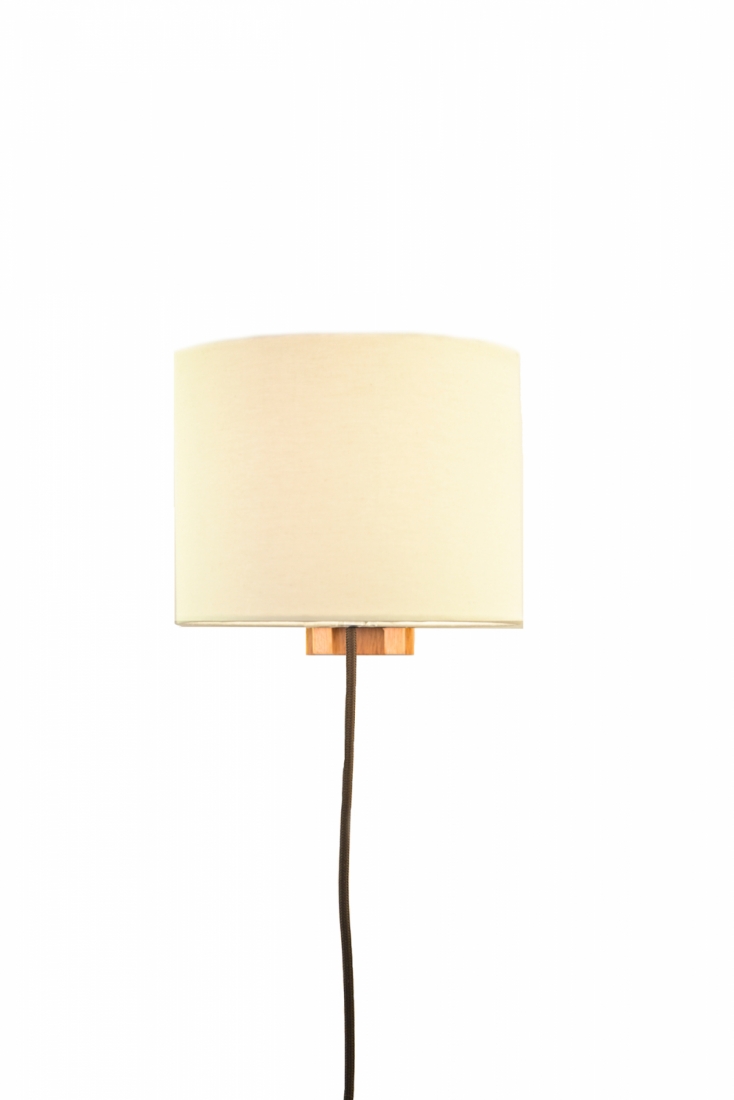 Arandela Nova Home Thema Jequitibá e Cúpula Tecido Off White 1L E27 200mm 4073