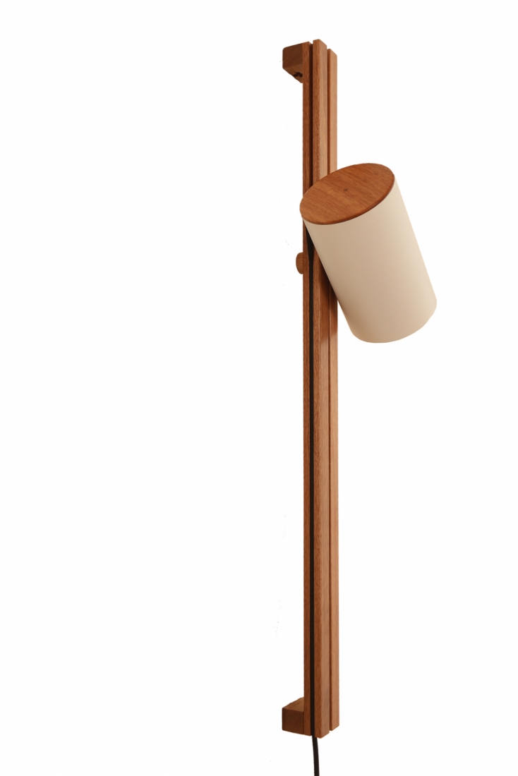 Arandela Nova Home Slide Jequitibá e Cúpula Alumínio Branco 1L E27 750mm 4047