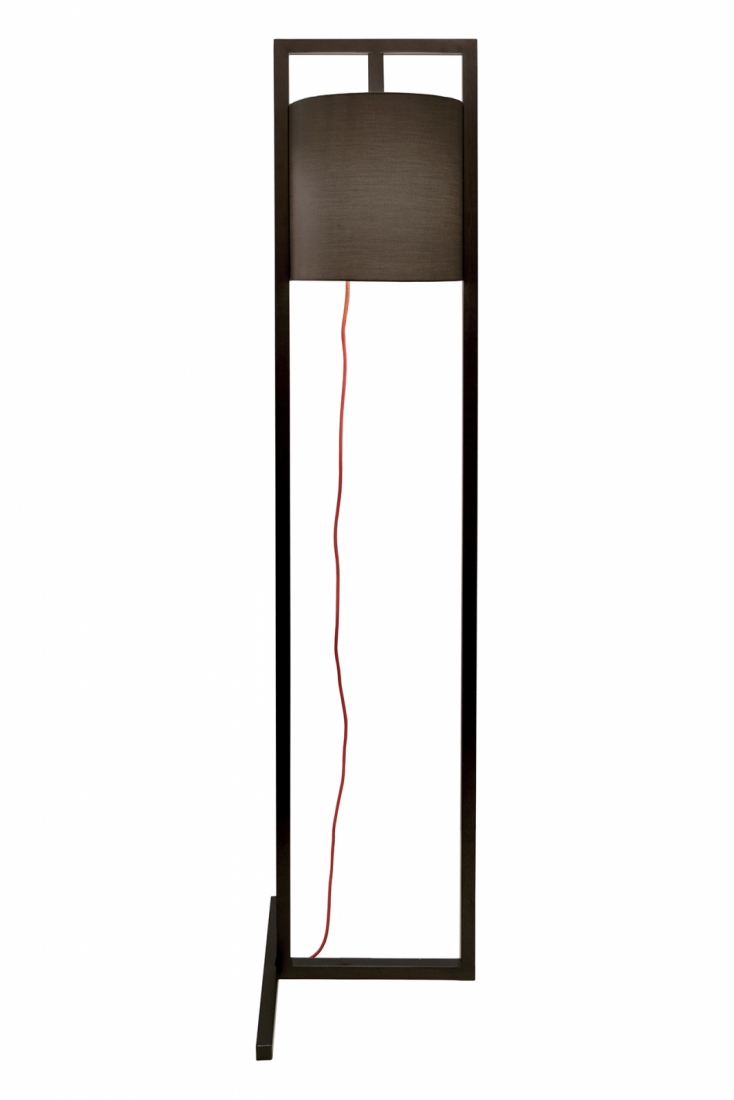 Luminária de Piso Nova Home Geo Madeira Preta e Cúpula Cinza 1L E27 1650mm 2053